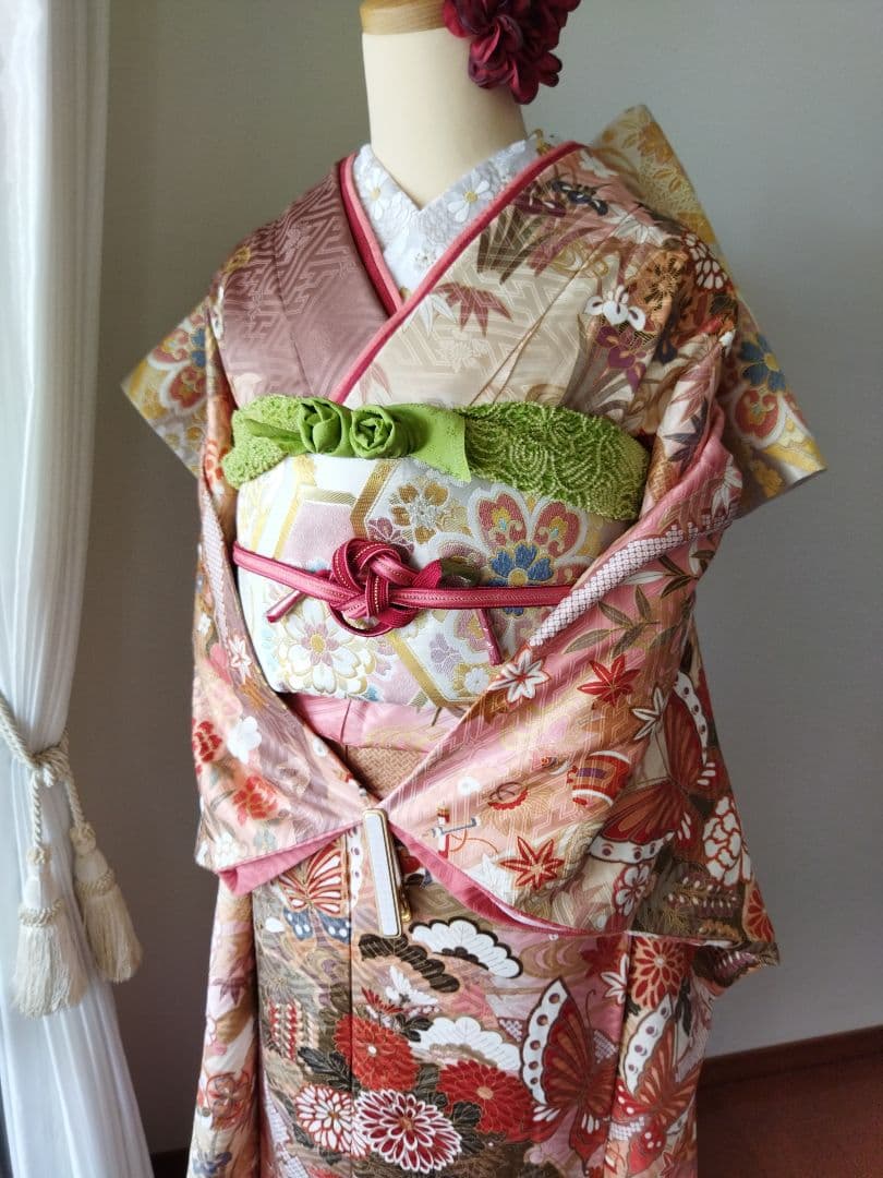 カリア　　　435.苺ミルクティー　振袖7点セット 正絹フルセット　成人式