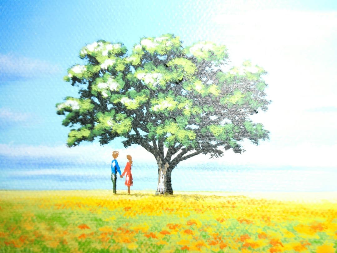 【ART】白鳥あゆみ真筆(虹のある風景)サムホール