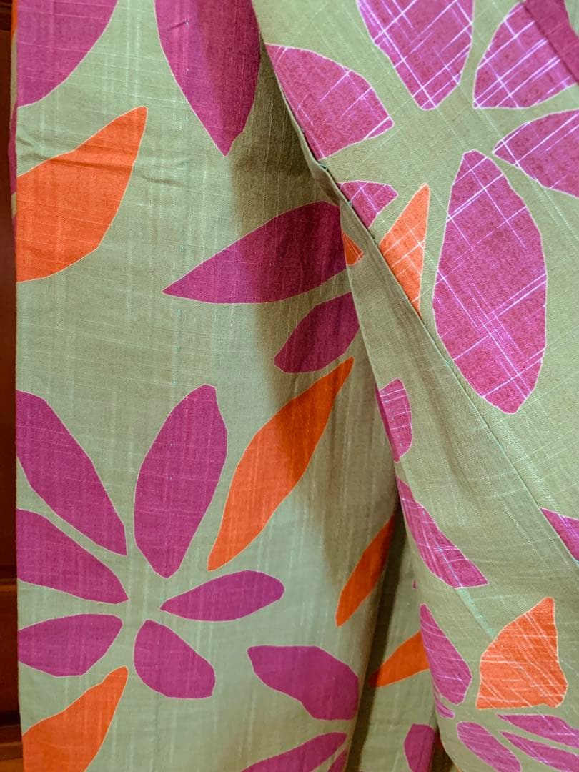 Sybilla シビラ　お花と葉っぱの浴衣と博多織の半幅帯と真田紐と帯留めセット