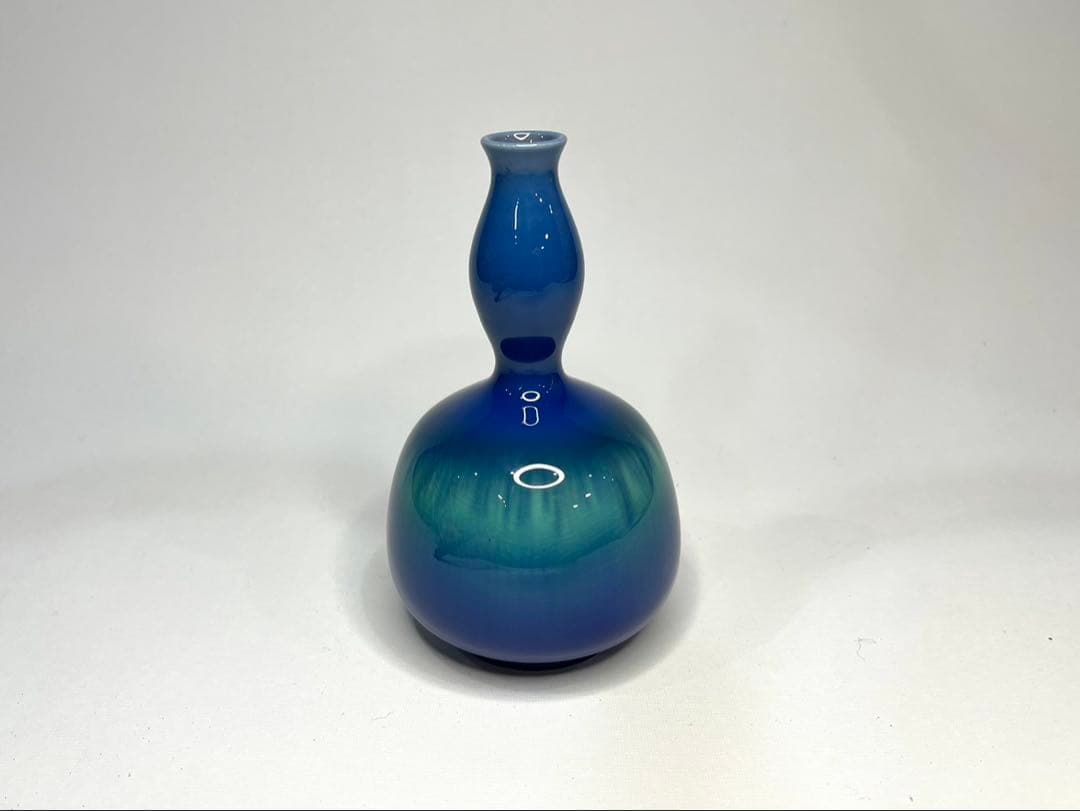 【人間国宝】三代 徳田八十吉 燿彩 花生 約15.5cm 金彩銘