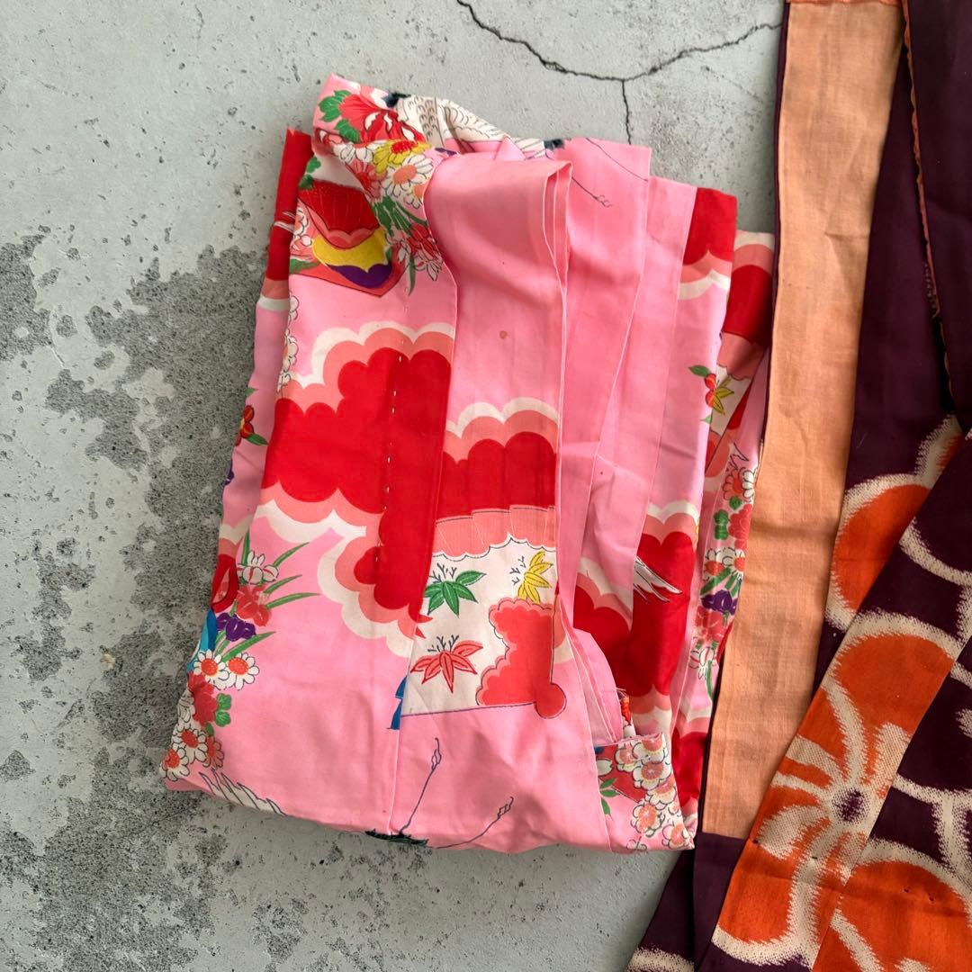 アンティーク着物7枚と作り帯2点セットおまとめ
