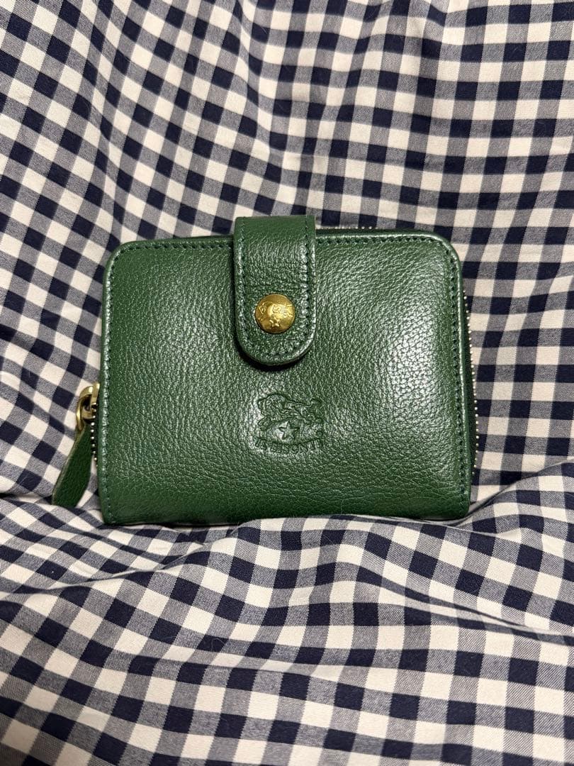 イルビゾンテ　ILBISONTE グリーンレザー 二つ折り財布