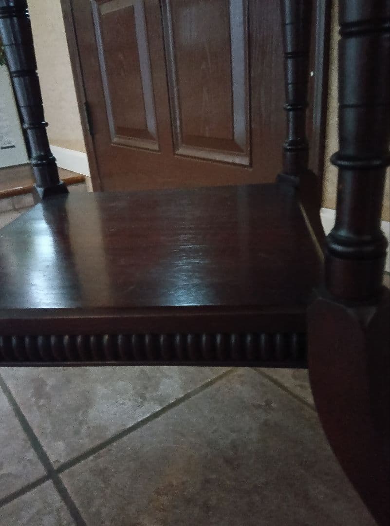 アンティーク1920年代頃 猫足フォルム 八角形ダークブラウン木製テーブル