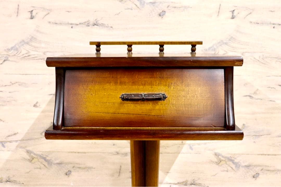 GMIS118A○曙工芸製作所 電話台 飾り台 レトロ 花台 収納 木製 ア