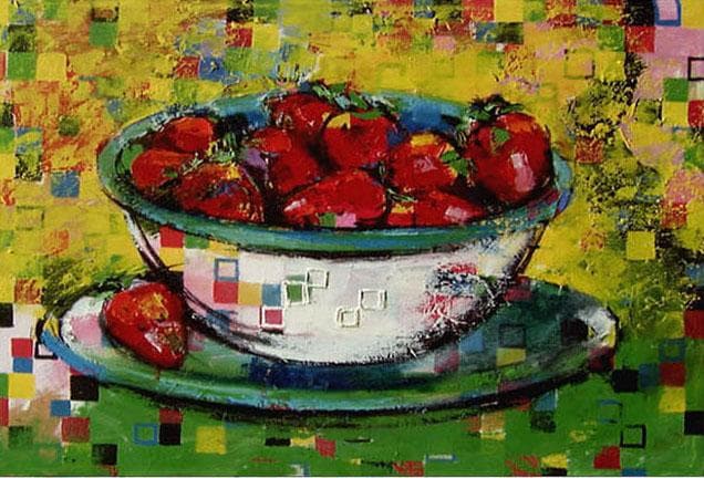 油絵 絵 絵画インテリア 額付(青緑＋金色の枠) uF6-061003 静物果物