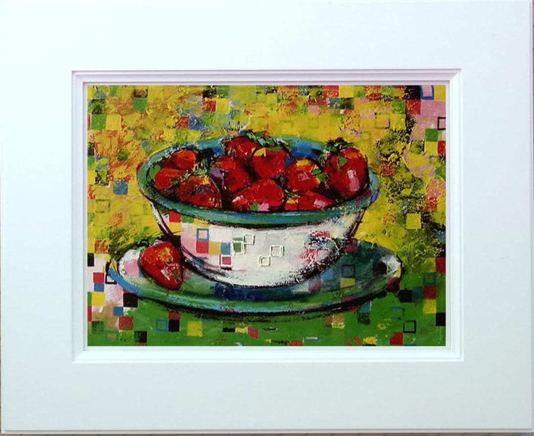 油絵 絵 絵画インテリア 額付(青緑＋金色の枠) uF6-061003 静物果物