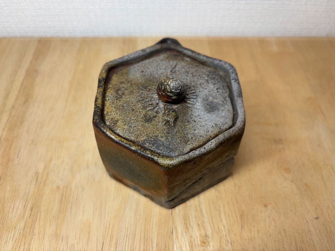 51.備前焼 宝瓶 登り窯 松 まつ マツ 6角 手びねり 急須