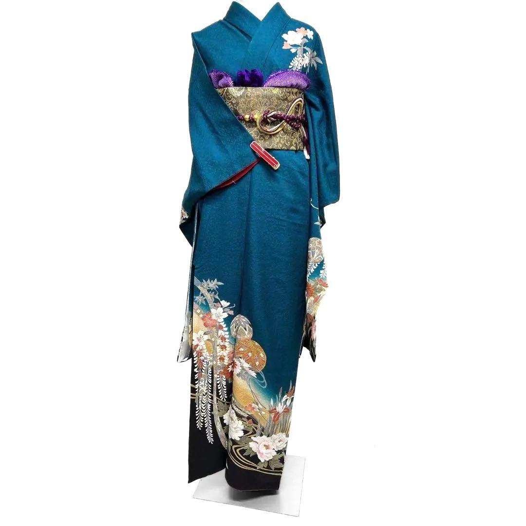 金駒刺繍　金彩　鞠　熨斗　藤　牡丹　菊花　振袖　晴れの日 着物 032a p