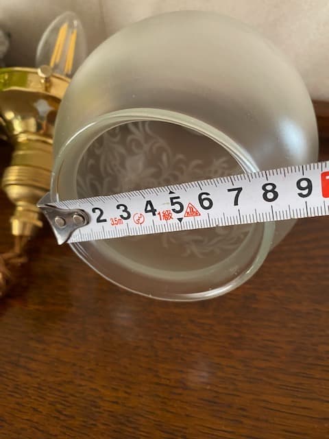 フランス　ビンテージ　エッチング装飾の卵型　ガラスランプ　シーリングライト