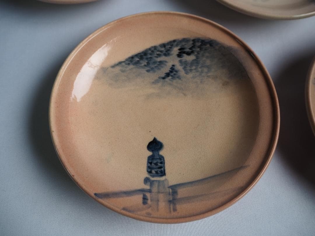 初代大丸北峰造『京名所図銘々皿』（共箱）