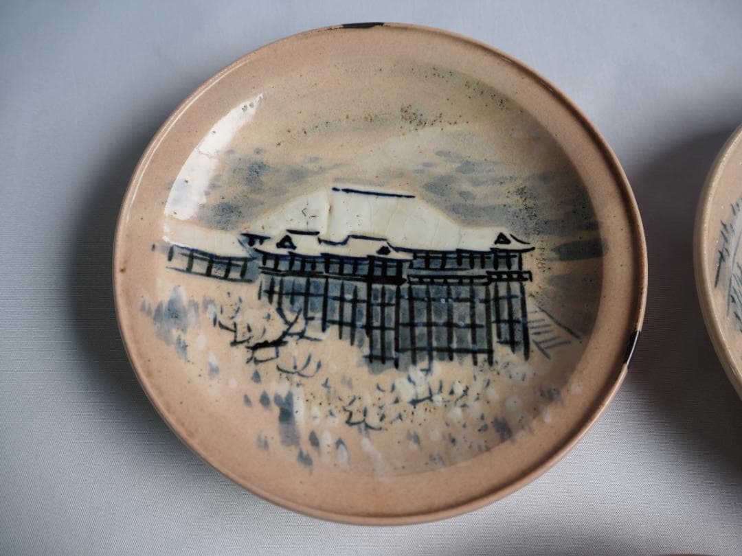 初代大丸北峰造『京名所図銘々皿』（共箱）