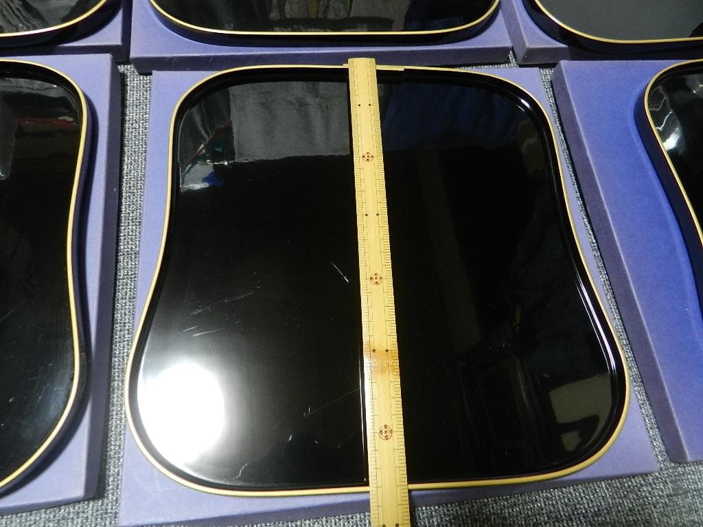 越前塗　縁金　瓢型会席膳　天然木　黒漆器 膳 9枚セット　茶道具