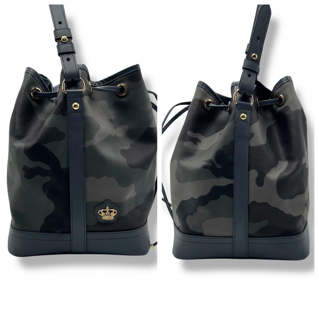 【美品】ADMJ 巾着　ハンドバック　迷彩　カモフラ　ショルダー　人気　タグ付