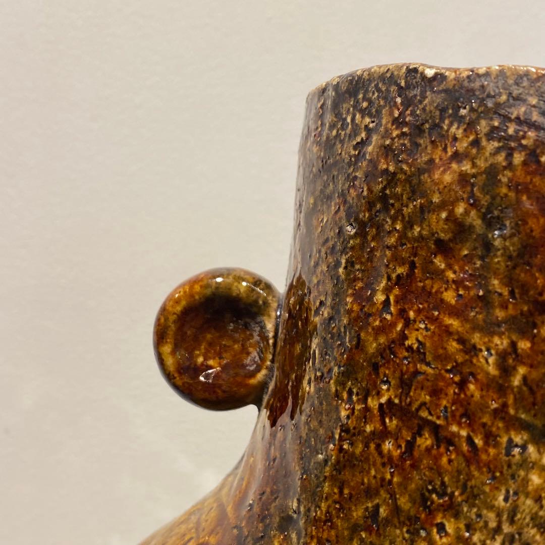 プリミティブでアンバランスな陶器製花器 ビンテージ 古道具