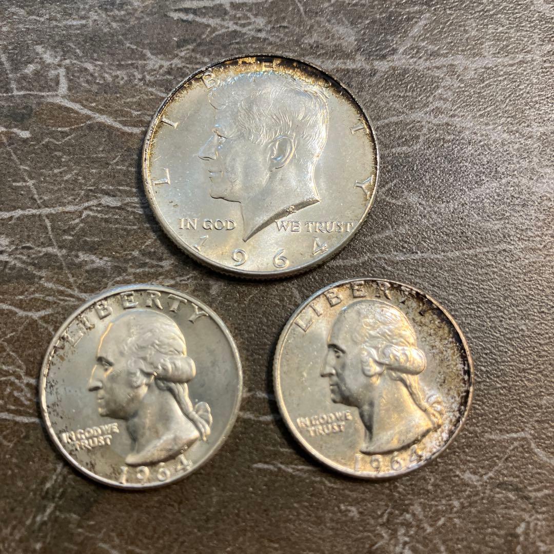 アメリカ　古銭　銀貨　ハーフダラー　クウォーター　　1964 1969