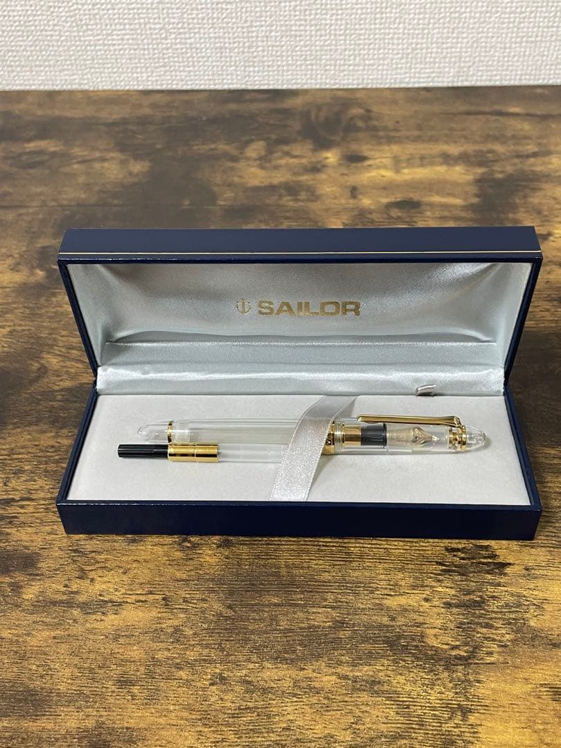 長刀　透明×ゴールド　ふでDEまんねん　NAG 万年筆　デモンストレーター