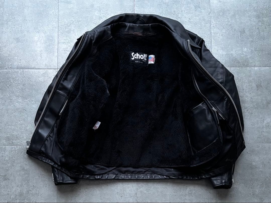 USA製　Schott シングルライダースジャケット　牛革　643 サイズ38