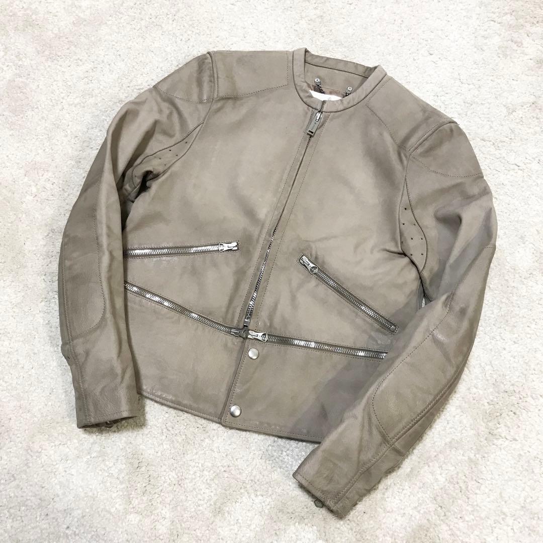 golden ♫ シングルライダースジャケット xxs グレージュ