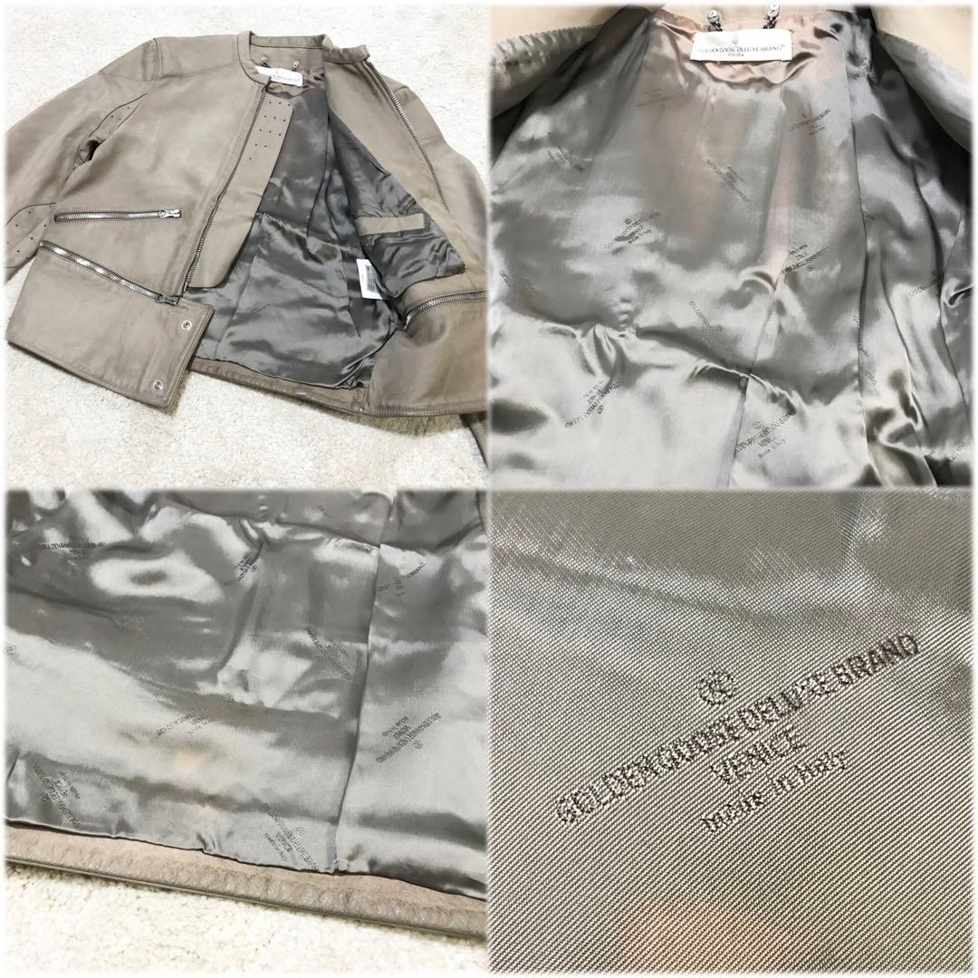 golden ♫ シングルライダースジャケット xxs グレージュ