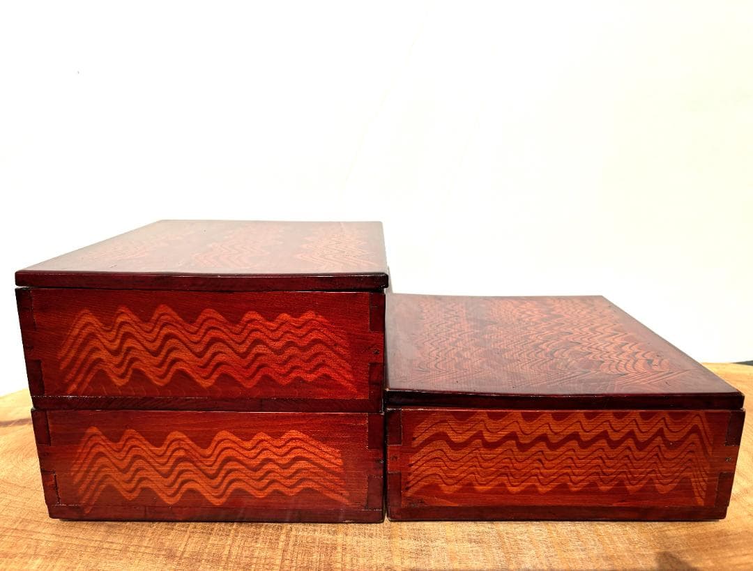 【送料込】伊勢春慶 伊勢漆器 和田久五郎 二見光之助 重箱 膳箱 アンティーク