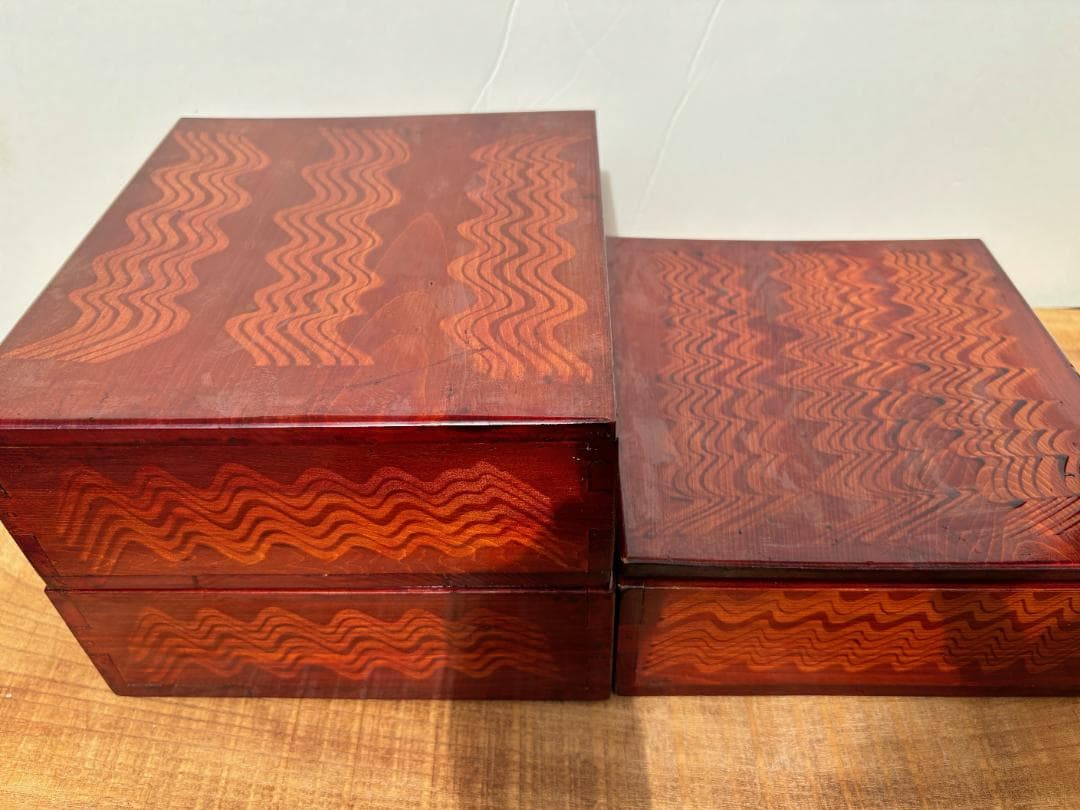 【送料込】伊勢春慶 伊勢漆器 和田久五郎 二見光之助 重箱 膳箱 アンティーク