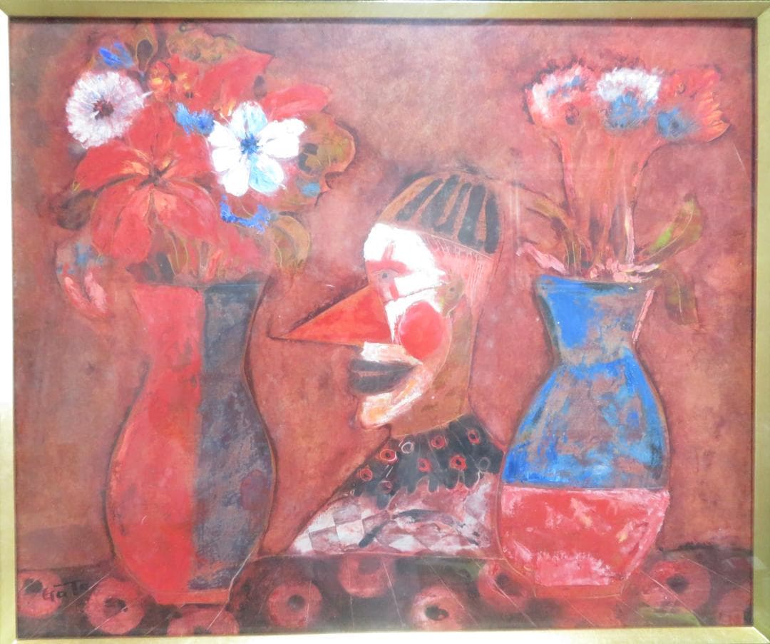 ◆　後藤又兵衛　「花とアルルカン」（仮題）　オイルパステル　F8号　◆