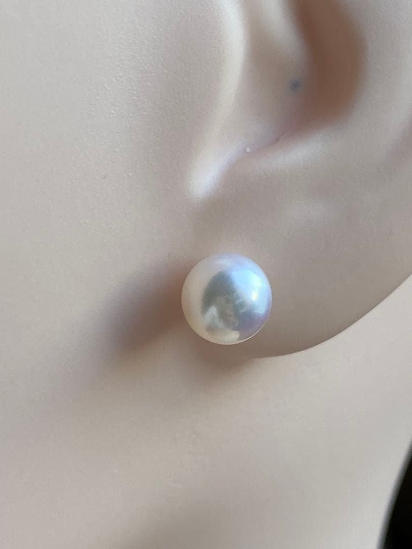 1950 美品❣️花珠級のテリ❣️K18❣️あこや真珠7-7.5mm ピアスAly手作