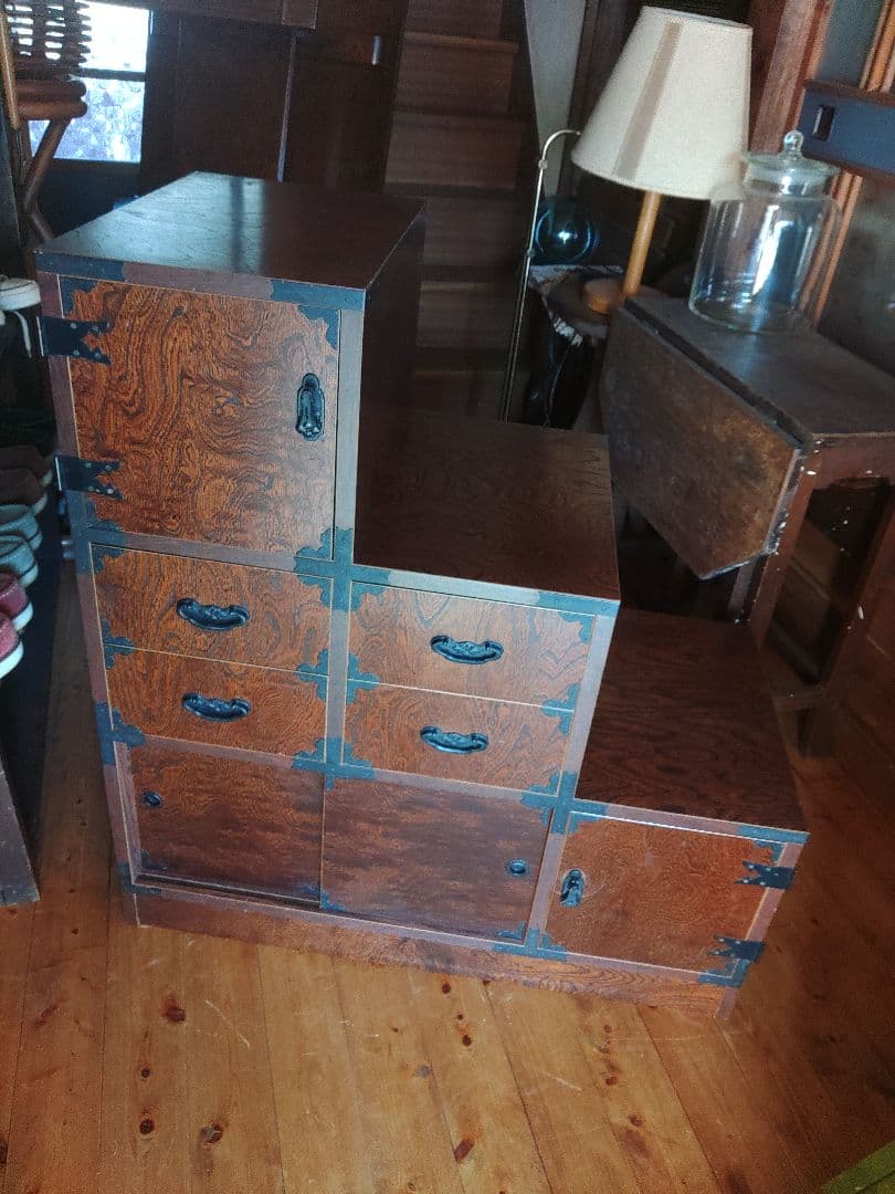 希少　けやき民芸 階段タンス 民芸箪笥 和家具 和風インテリア 和モダン　レトロ