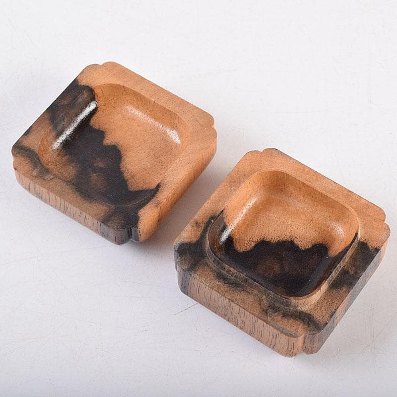 茶道具　中村宗悦作　草花蒔絵　黒柿角香合　共箱　V　8432