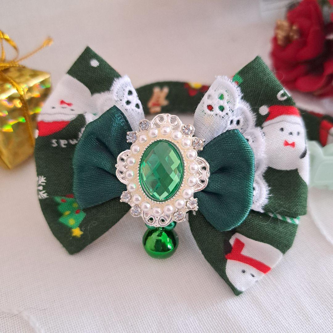 クリスマスシリーズ(緑シマエナガ)わんちゃん猫ちゃん用首輪