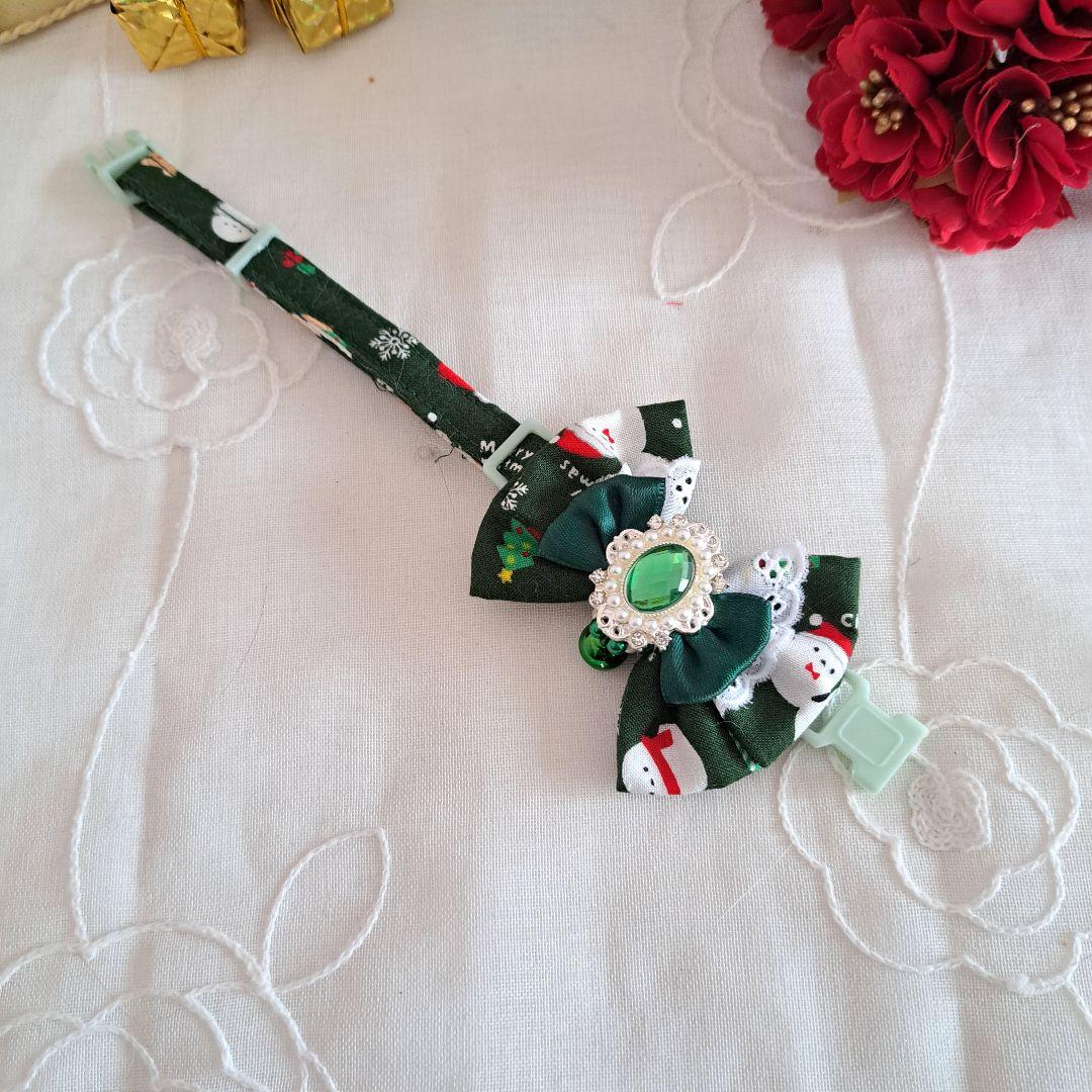 クリスマスシリーズ(緑シマエナガ)わんちゃん猫ちゃん用首輪