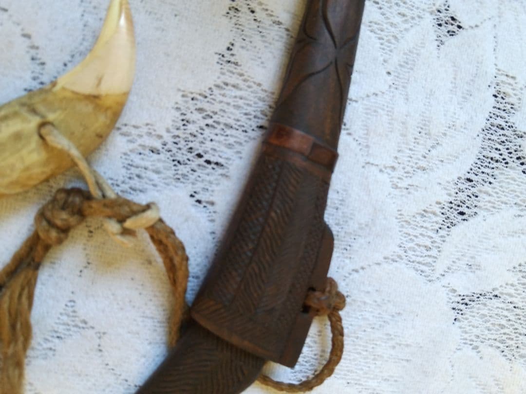 アイヌ マキリ アイヌ彫り 鯨歯下げ 根付け 時代物