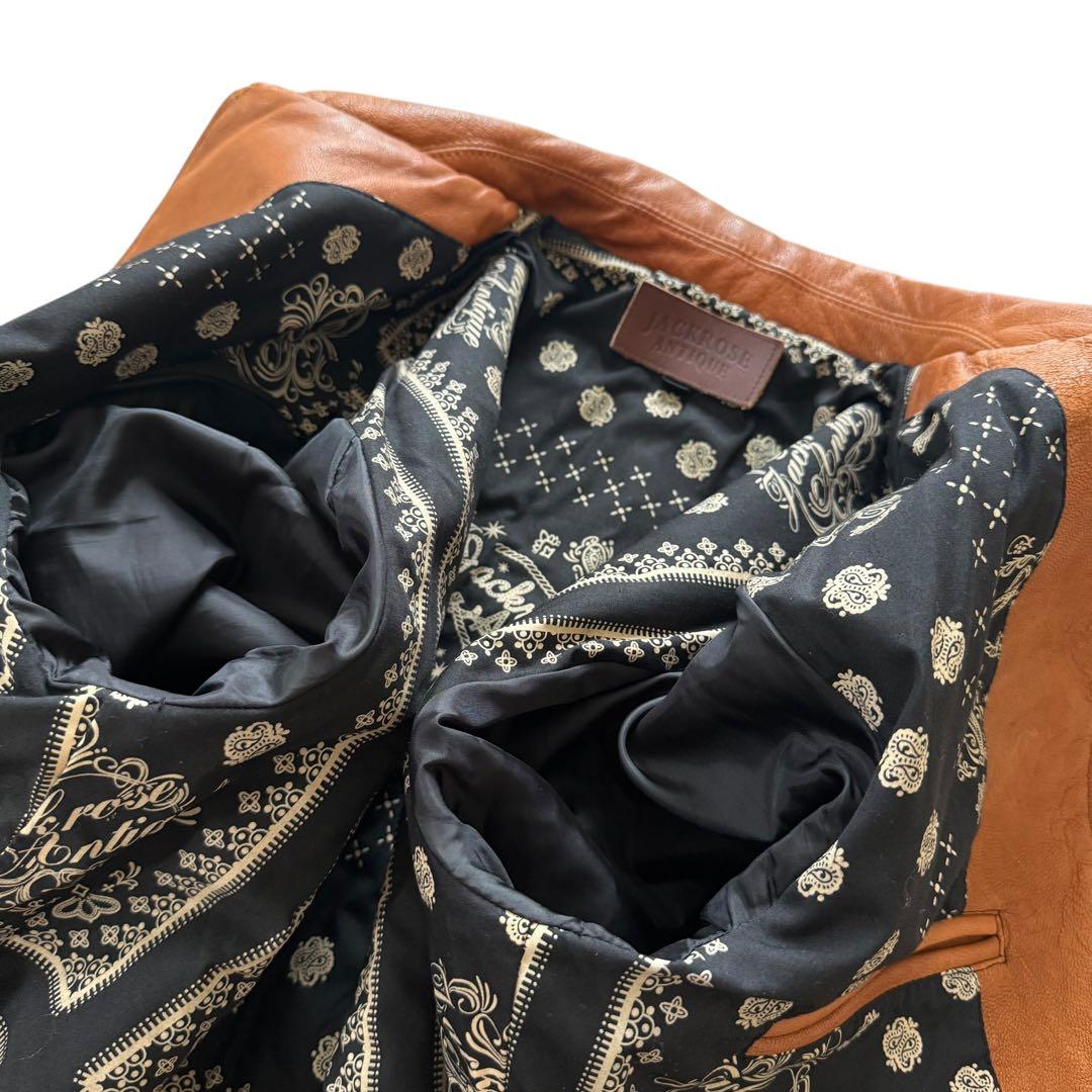 【希少XXL】ジャックローズ 裏地総柄 シングルライダースジャケット 山羊革