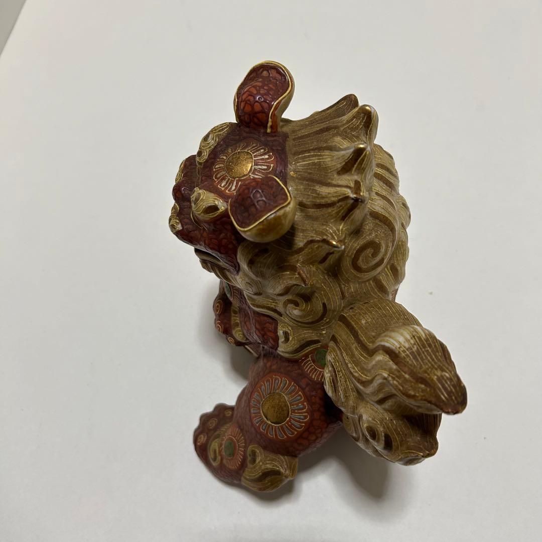 九谷焼 獅子 盛 6.5号 赤絵 金彩 置物 風水 幸運 九谷焼