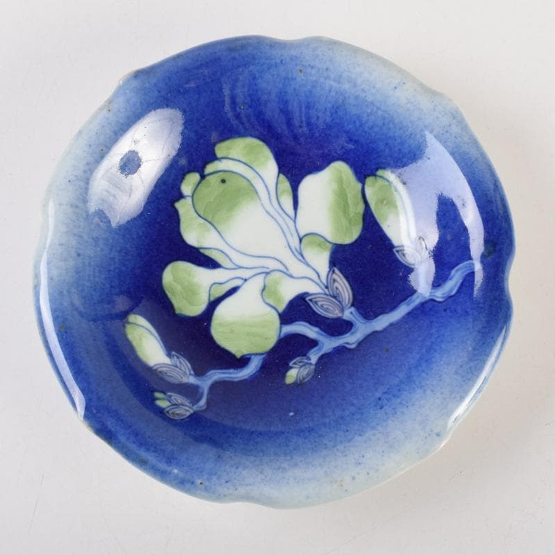 瀬戸焼　古瀬戸　西浦焼　花蝙蝠文　輪花盤　皿　N　9104