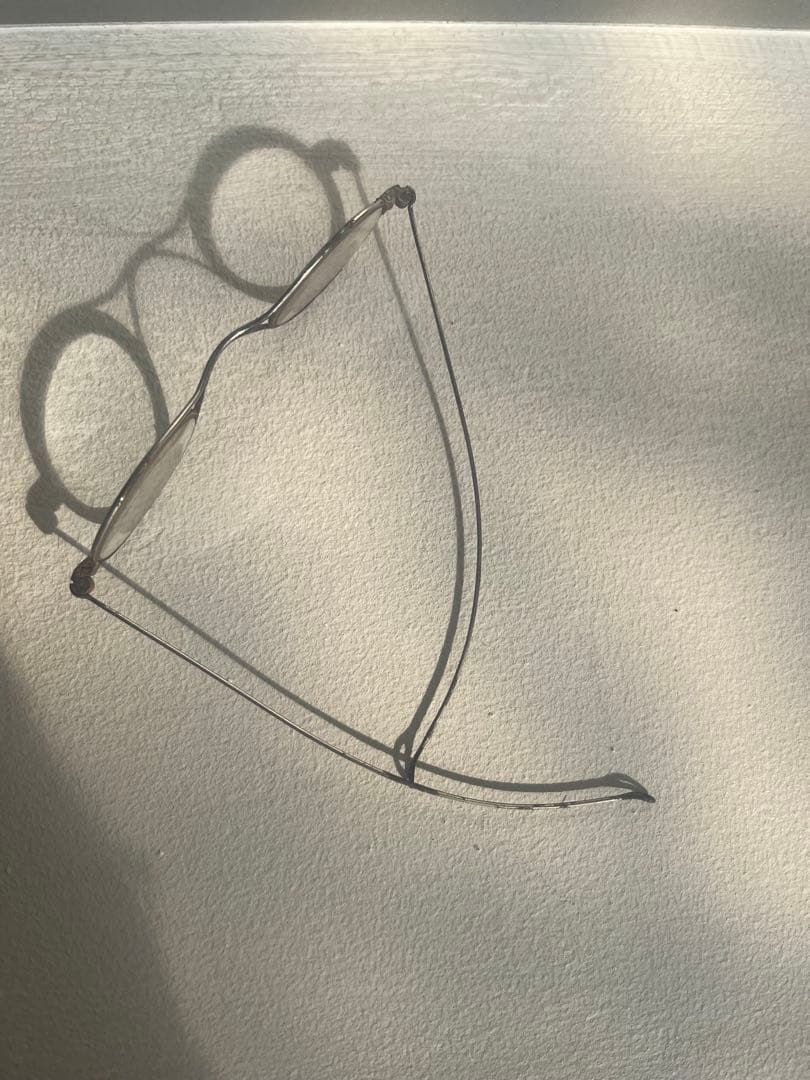 フランス　アンティーク　オーバル型　丸メガネ　Xブリッジ　おまけケース