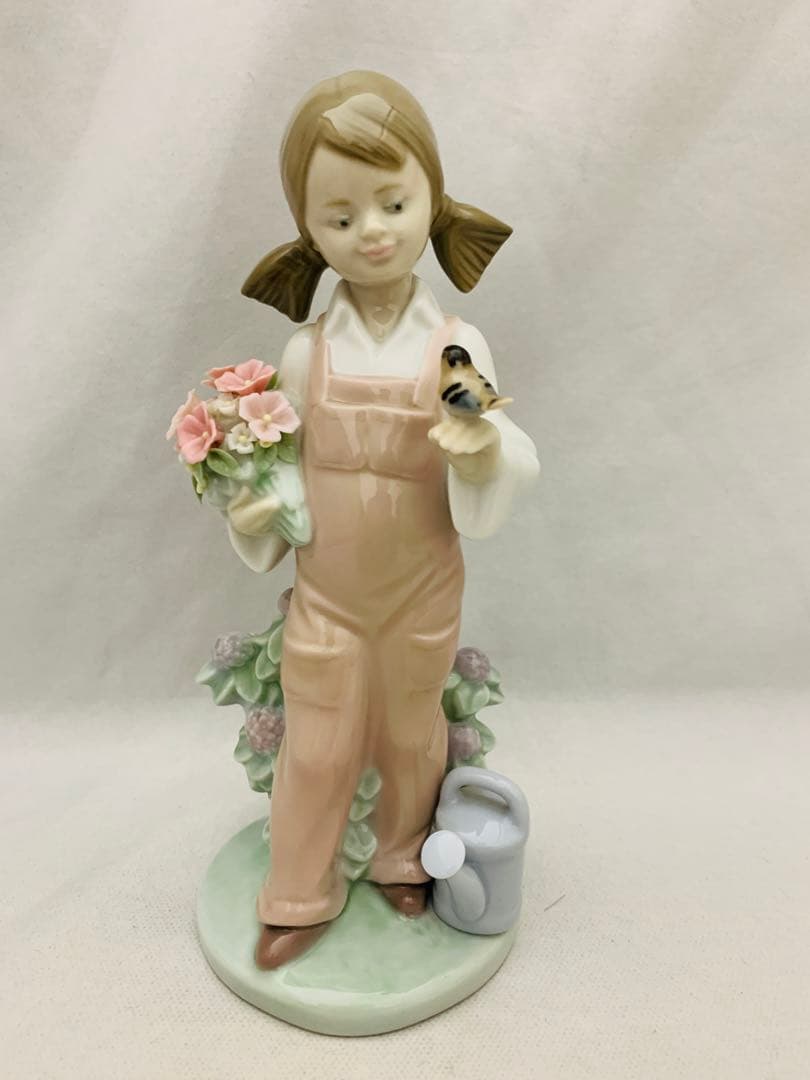 LLADRO 小鳥と話す少女　リヤドロ　陶器置物