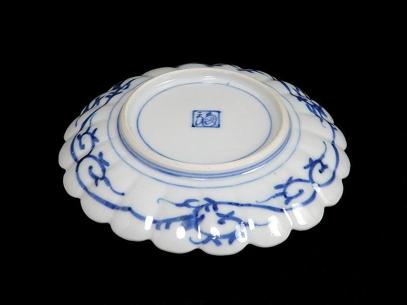 大聖寺伊万里　金襴手　輪花形　紋章の図　５寸皿　D174AS-fbda