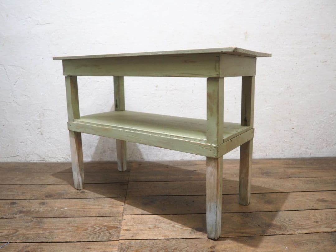 1147 ビンテージ　古いペンキのテーブル　デスク　飾り棚　展示台　レトロ　家具