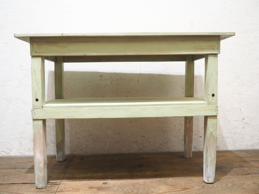 1147 ビンテージ　古いペンキのテーブル　デスク　飾り棚　展示台　レトロ　家具