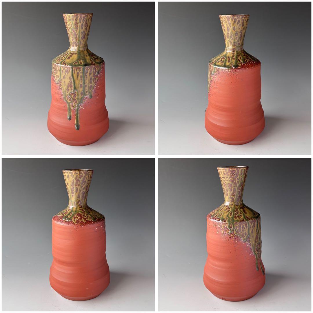 茶道具　無名異焼　砧型　花瓶　花入　佐州窯　　渡辺陶三　共箱　陶芸　新潟　佐渡