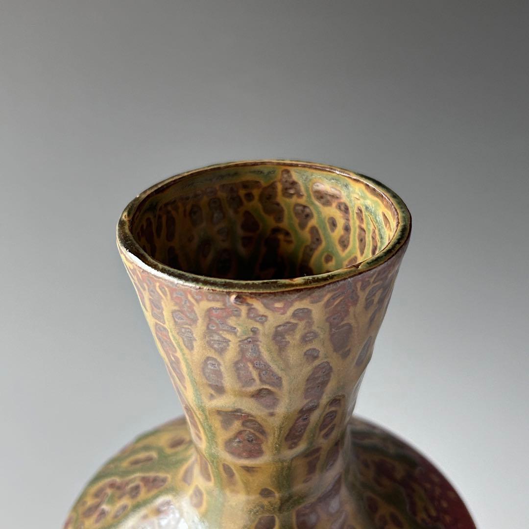 茶道具　無名異焼　砧型　花瓶　花入　佐州窯　　渡辺陶三　共箱　陶芸　新潟　佐渡