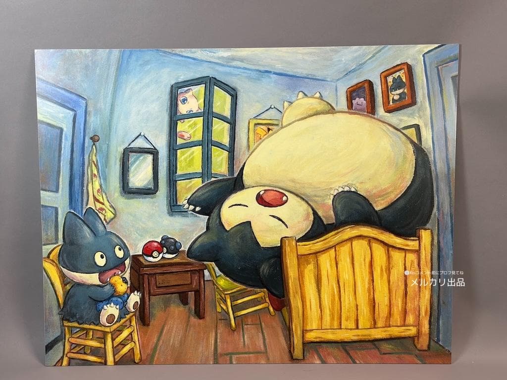 【dibond 証明書付 Mサイズ】ゴッホ美術館 カビゴン・ゴンベ・ミュウ