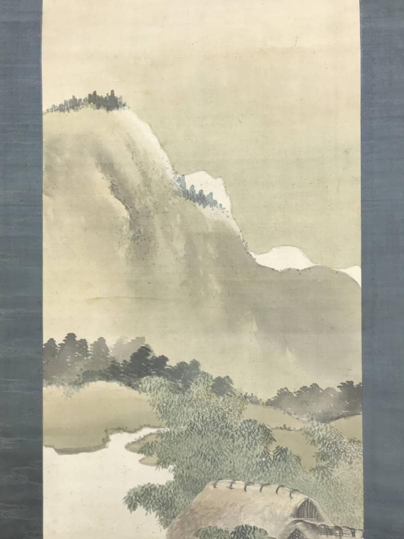 真作/岡田雪窓/春景遠山雪之図/山水図/雪景山水図/掛軸/名家伝来/AE-103