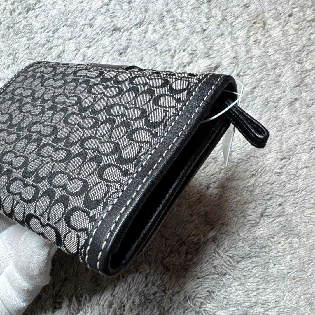 【未使用】COACH コーチ 二つ折り財布 シグネチャー ブラック