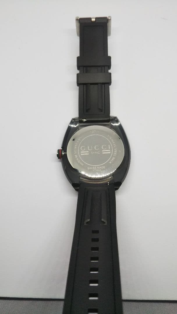 【電池交換済み】GUCCI ラバーベルト 時計 ブラック