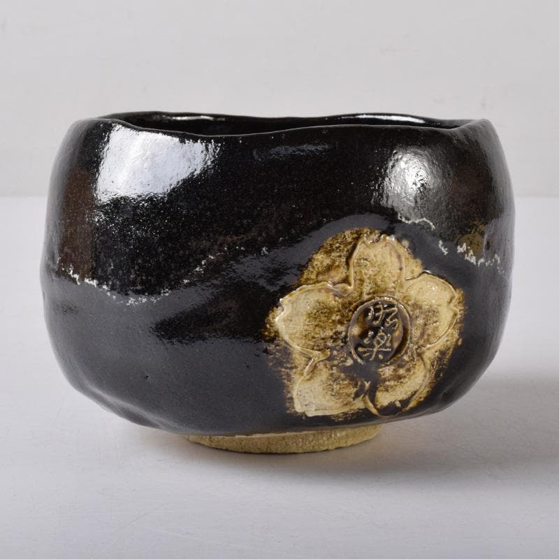 Mena　茶道具　佐々木昭楽作　ノンカウ　黒楽茶碗　共布共箱　V　7515