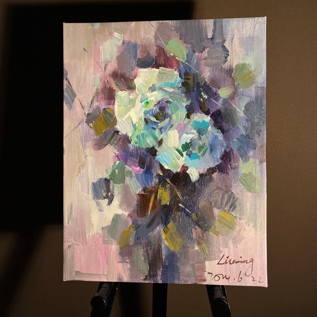 ★秀作★ 手書き油絵 花瓶の花 絵画 インテリア 油彩画