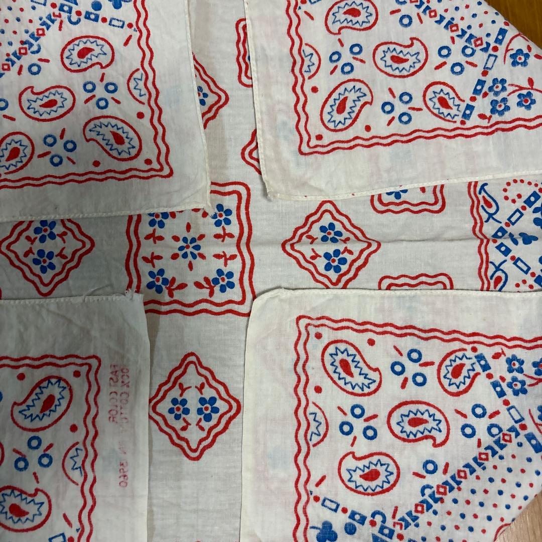 ヴィンテージバンダナ　クッキー　トリコカラー　片耳　60s