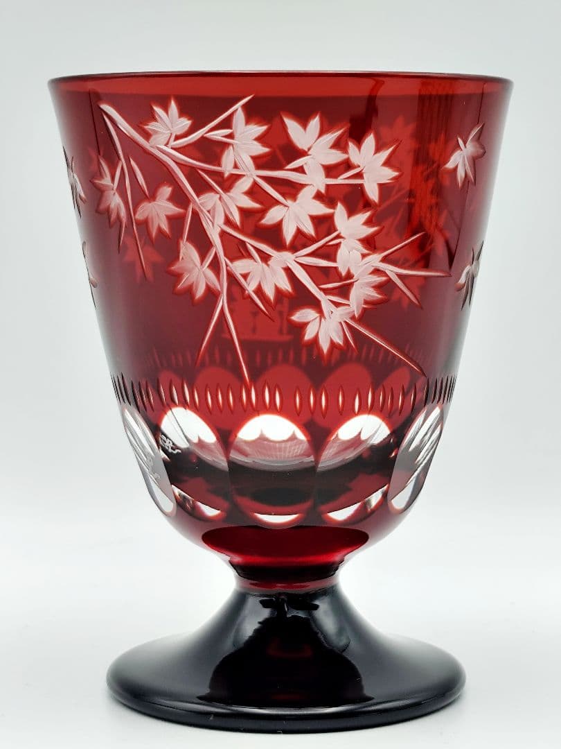 美品☆江戸切子 大久保忠幸 脚付グラス（切子 江戸切子 薩摩切子）